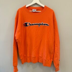 Champion Reverse Weave Vibrant Coral Orange Crewneck Sweatshirt